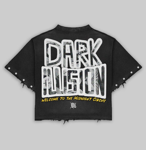 DARK ILLUSIONS MIDNIGHT CIRCUS BLACK CROP T-SHIRT