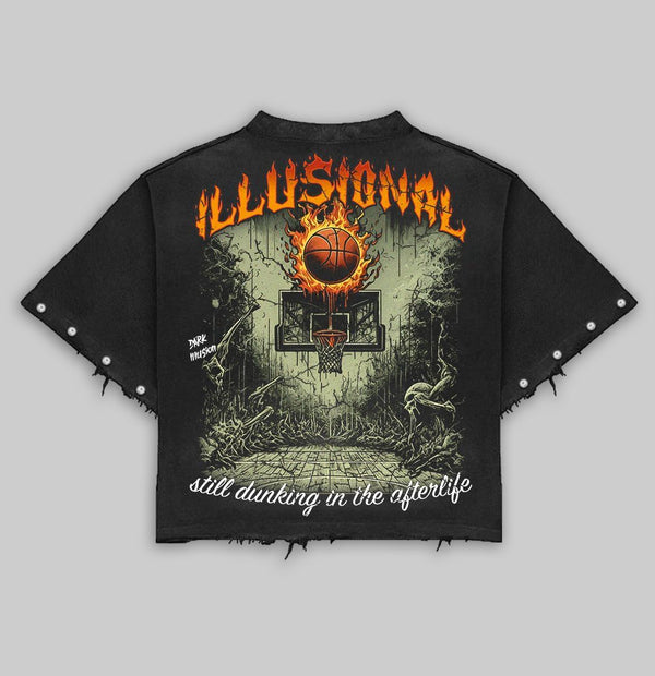 DARK ILLUSIONS Inferno Dunk BLACK CROP T-SHIRT