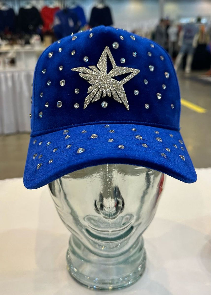 GOLD STAR STAR RHINESTONE BLUE TRUCKER HAT