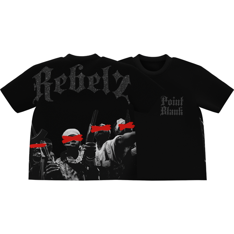 POINT BLANK REBELZ LUXE RHINESTONE BLACK T-SHIRT