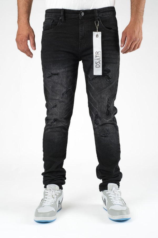 DISASTER SUPER STRETCH DENIM - SLIM FIT - BLACK (DZTR-414)