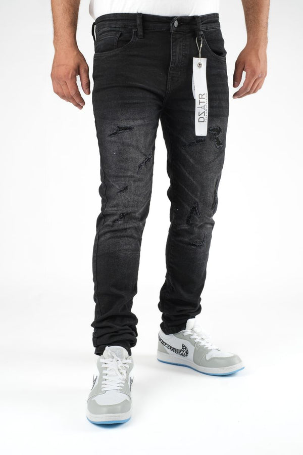 DISASTER SUPER STRETCH DENIM - SLIM FIT - BLACK (DZTR-414)