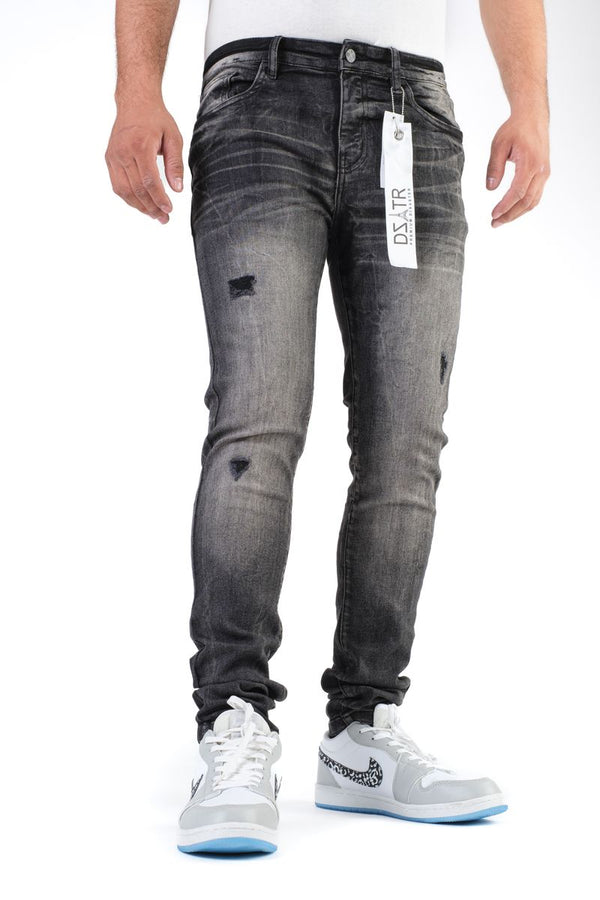 DISASTER SUPER STRETCH DENIM - SLIM FIT - BLACK WASHED (DZTR-413)