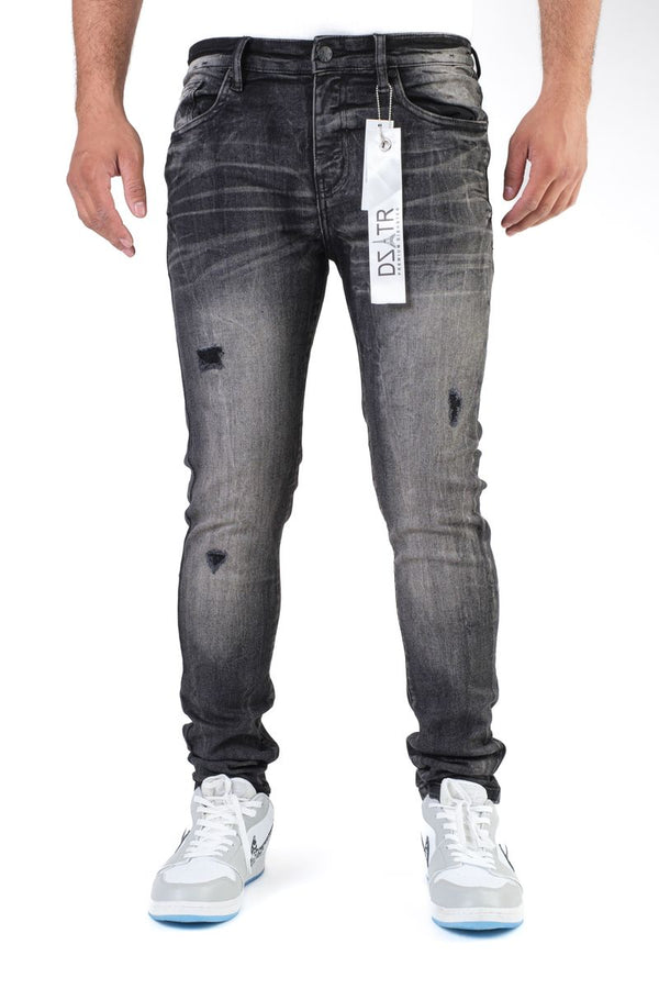 DISASTER SUPER STRETCH DENIM - SLIM FIT - BLACK WASHED (DZTR-413)