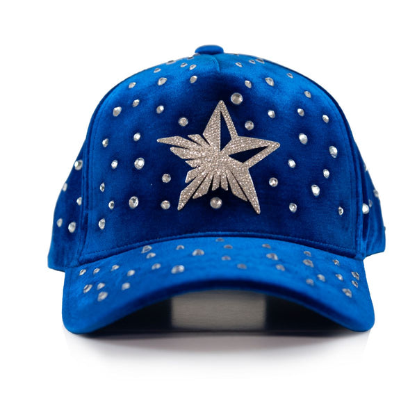 GOLD STAR STAR RHINESTONE BLUE TRUCKER HAT