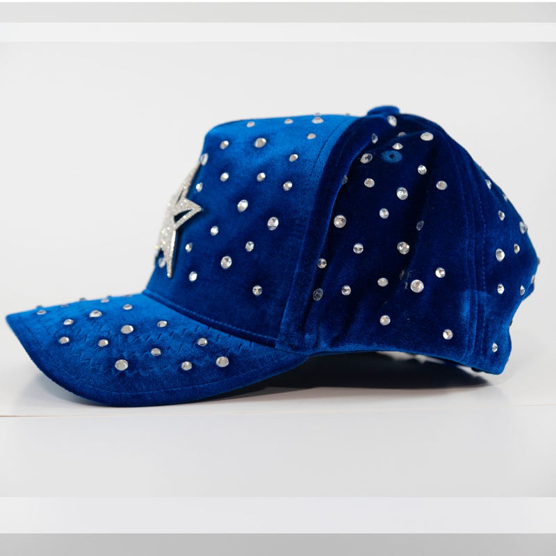 GOLD STAR STAR RHINESTONE BLUE TRUCKER HAT