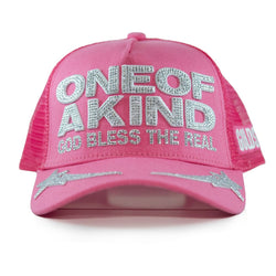 GOLD STAR ONE OF A KIND RHINESTONE PINK TRUCKER HAT