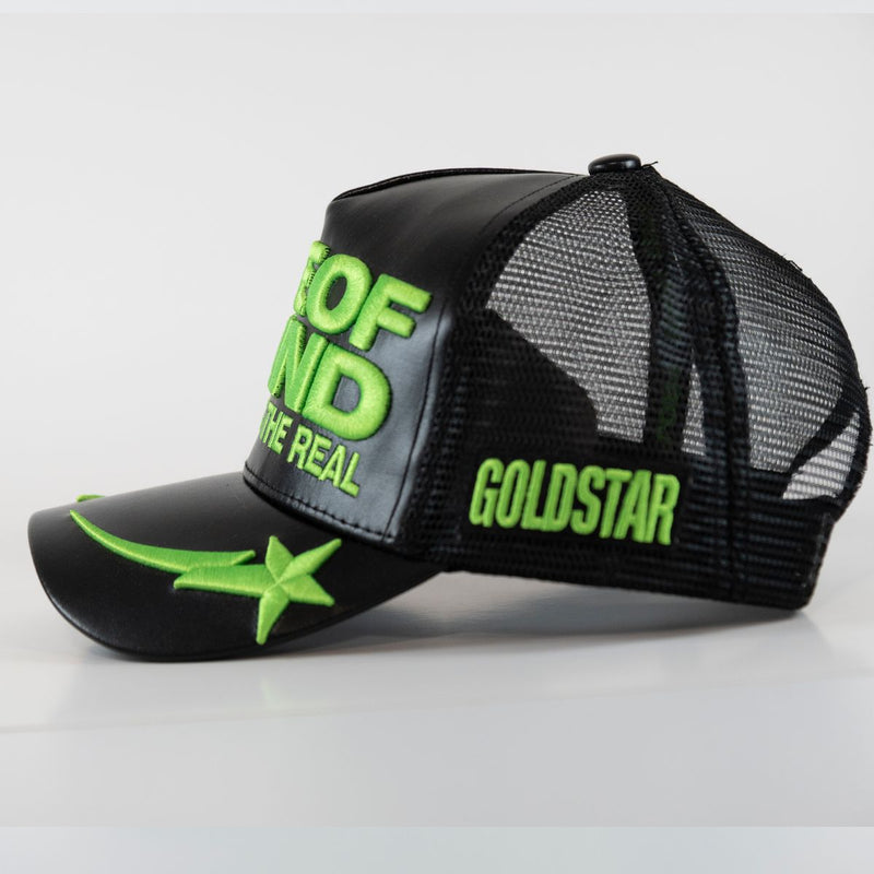 GOLD STAR ONE OF A KIND BLACK AND GREEN TRUCKER HAT