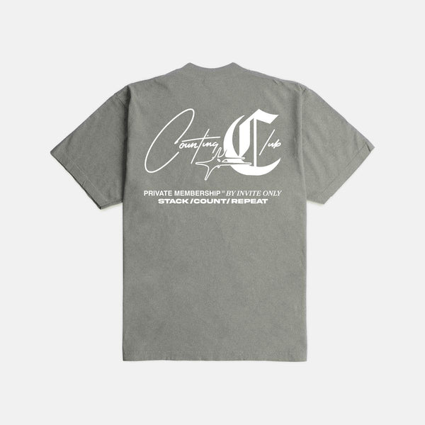 COUNTING CLUB Invite Only Ultra Heavyweight CEMENT T-shirt