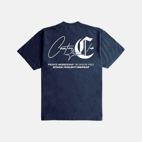 COUNTING CLUB Invite Only Ultra Heavyweight NAVY T-shirt