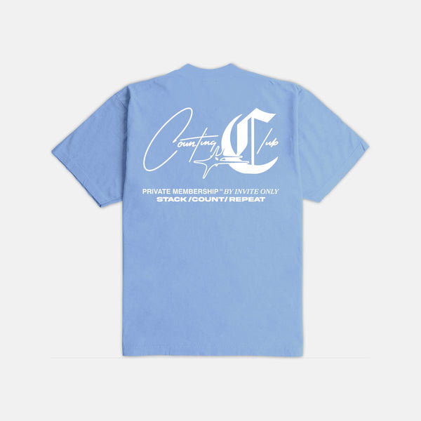 COUNTING CLUB Invite Only Ultra Heavyweight SKY BLUE T-shirt