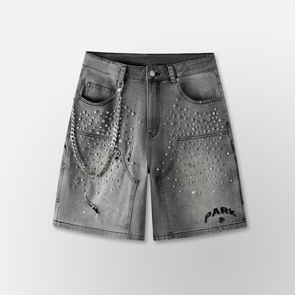 HYDE PARK Double Knee Denim Work Shorts - Black wash