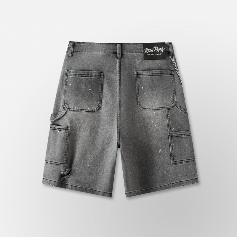 HYDE PARK Double Knee Denim Work Shorts - Black wash