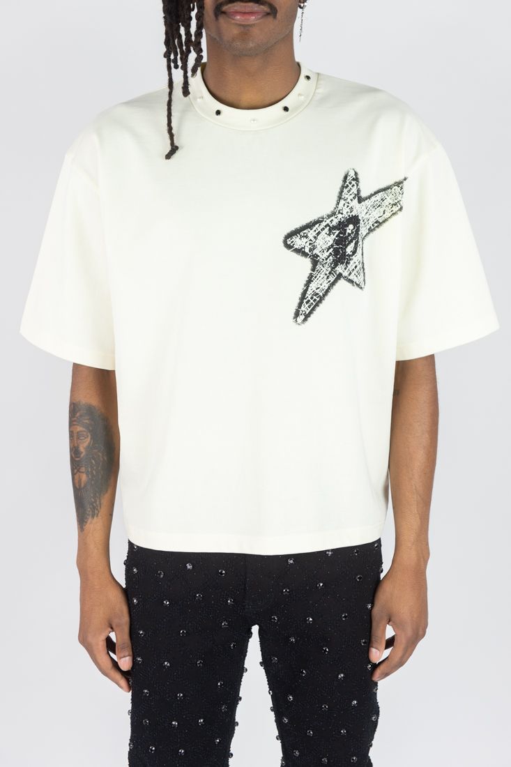 REBEL DENIM SINNER CROP CREAMT-SHIRT