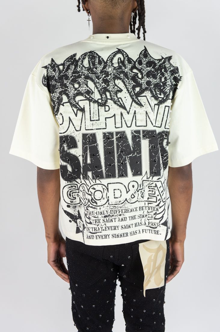 REBEL DENIM SINNER CROP CREAMT-SHIRT
