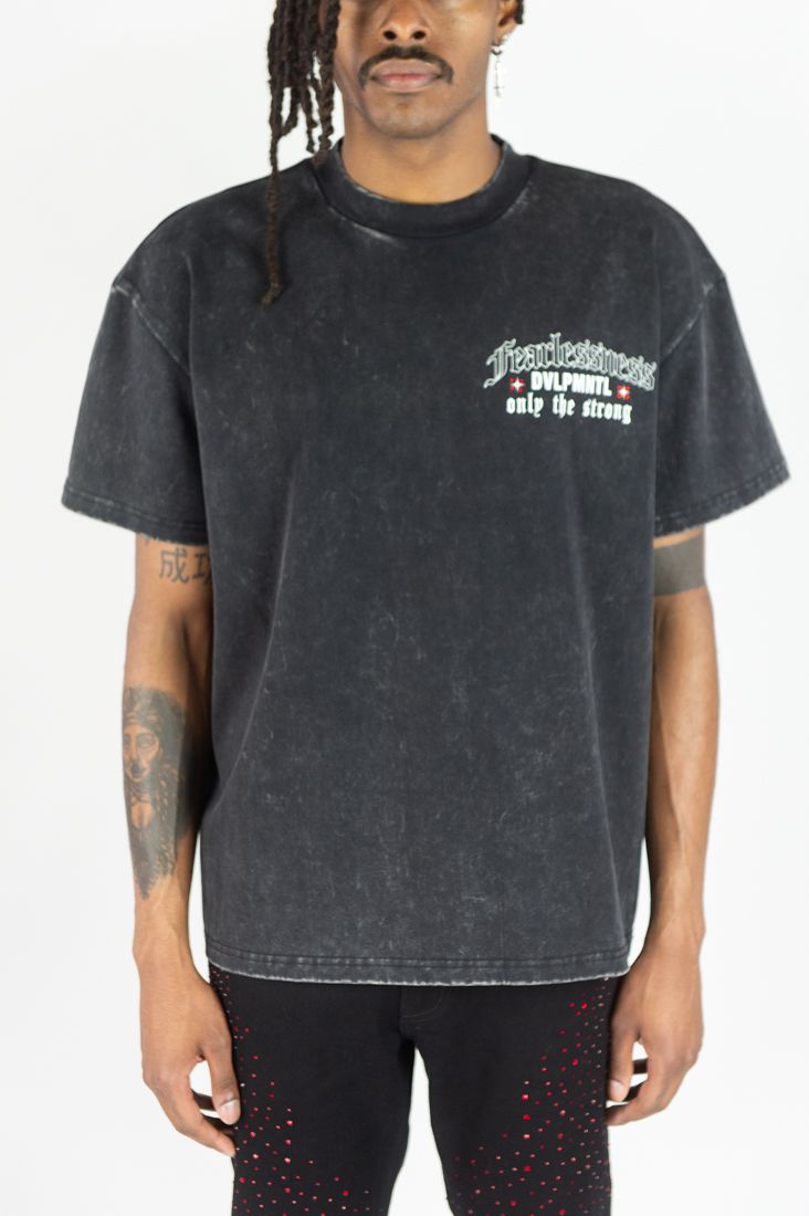 REBEL DENIM FEARLESSNESS BLACK CROP T-SHIRT