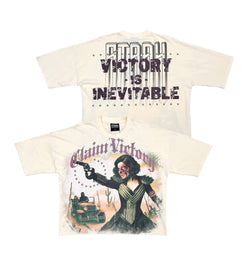 STRAY VICTORY WIDE & CROP NATURAL T-SHIRT