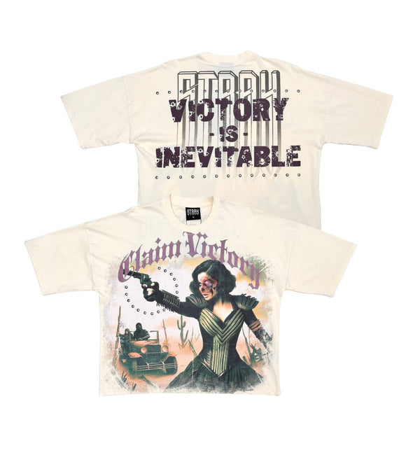 STRAY VICTORY WIDE & CROP NATURAL T-SHIRT
