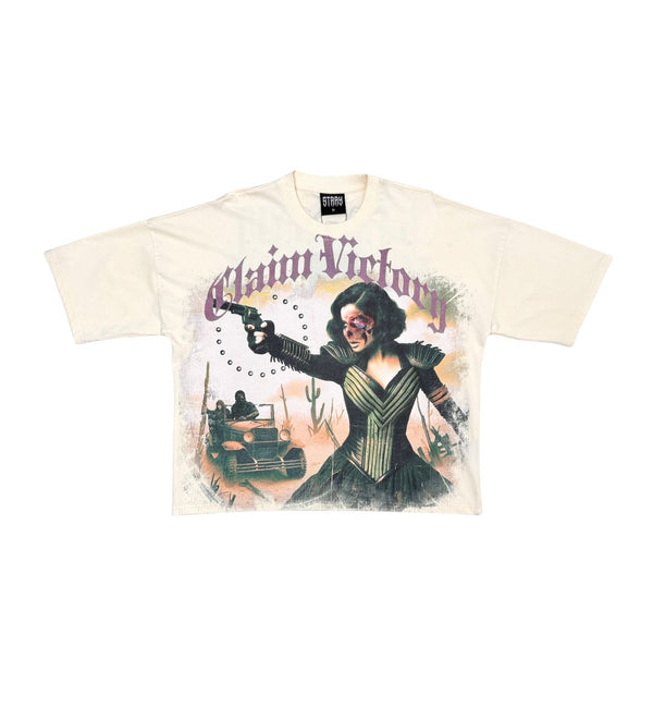 STRAY VICTORY WIDE & CROP NATURAL T-SHIRT