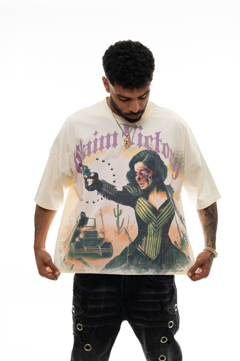 STRAY VICTORY WIDE & CROP NATURAL T-SHIRT