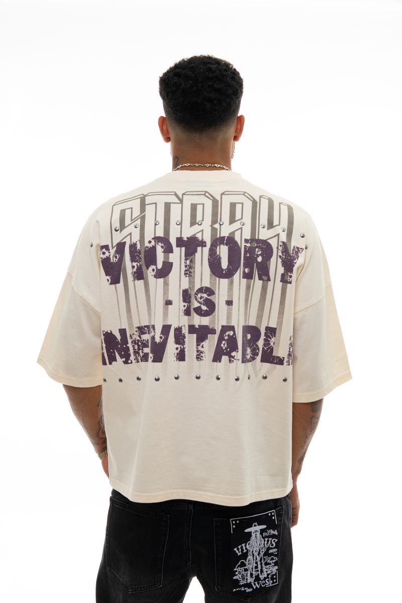 STRAY VICTORY WIDE & CROP NATURAL T-SHIRT