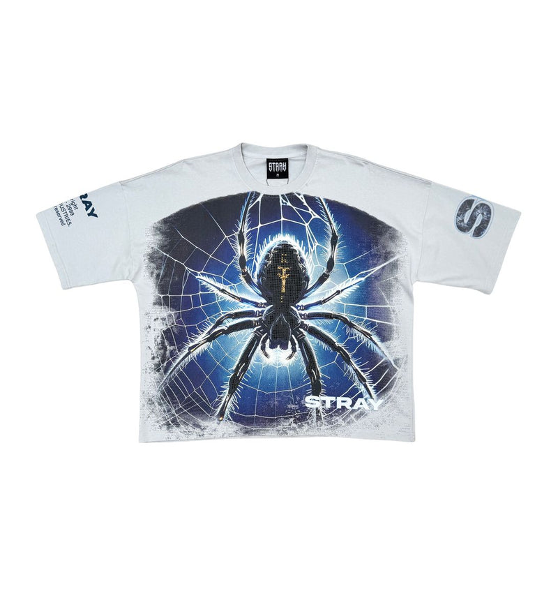 STRAY SPIDER WIDE & CROP LIGHT GREY T-SHIRT
