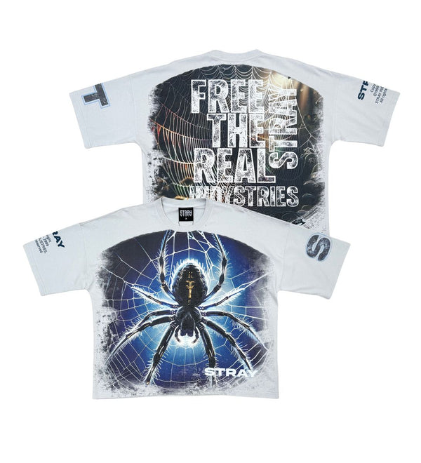STRAY SPIDER WIDE & CROP LIGHT GREY T-SHIRT