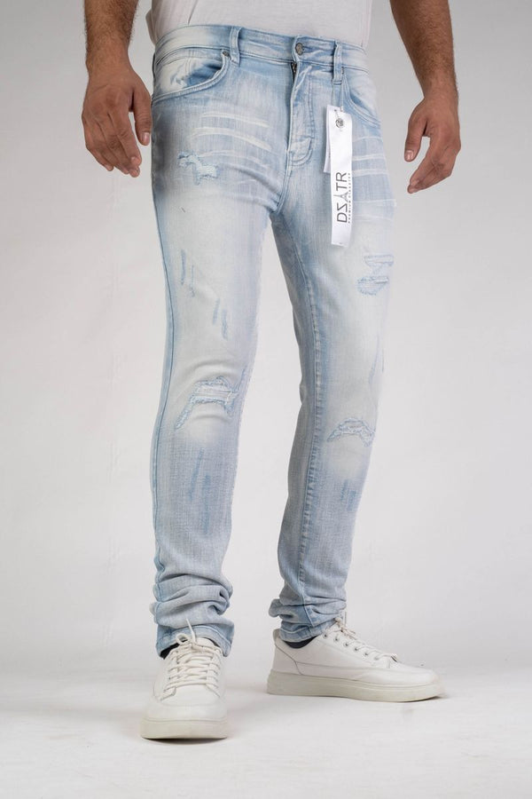 DISASTER SUPER STRETCH DENIM - SLIM FIT - ICE BLUE (DZTR-422)