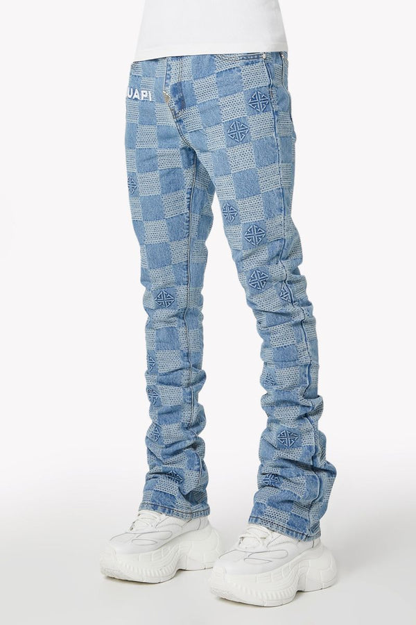 GUAPI Aqua Blue Checkerboard stacked Denim (Aqua-Blue-Checkerboard-Denim)