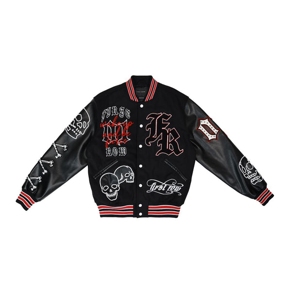 FIRST ROW WAKE UP AND BE FIERCE BLACK VARSITY JACKET