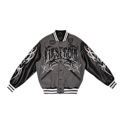 FIRST ROW Y2K TRIBAL VARSITY JACKET