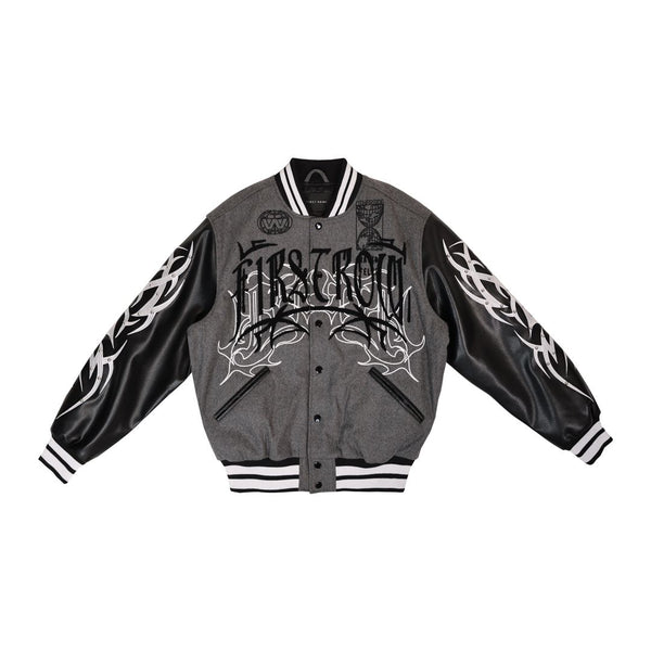 FIRST ROW Y2K TRIBAL VARSITY JACKET