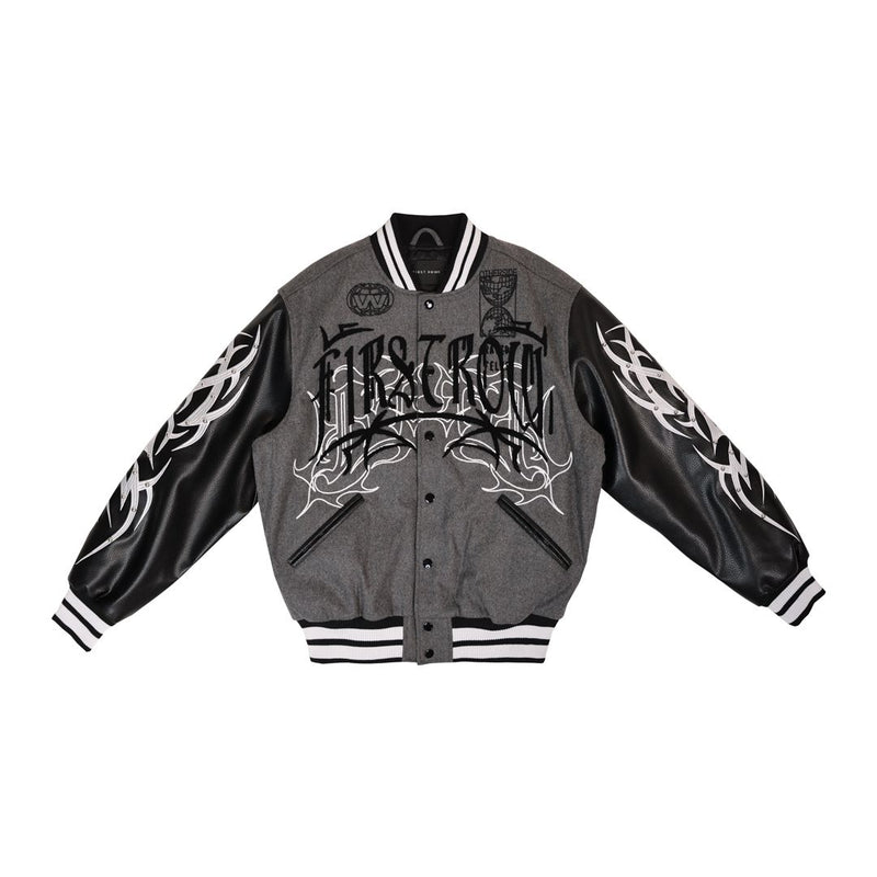 FIRST ROW Y2K TRIBAL VARSITY JACKET