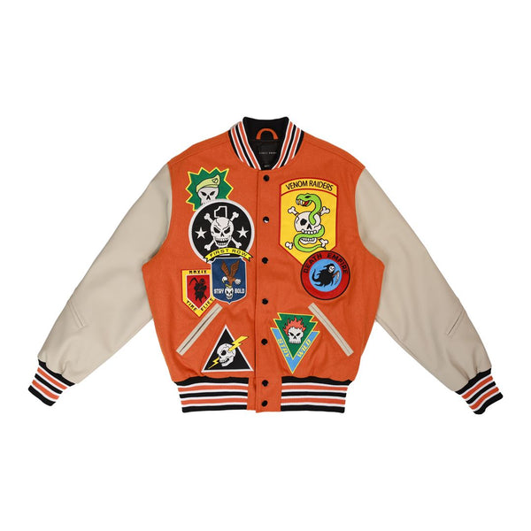 FIRST ROW LOGO ALLOVER VARSITY JACKET