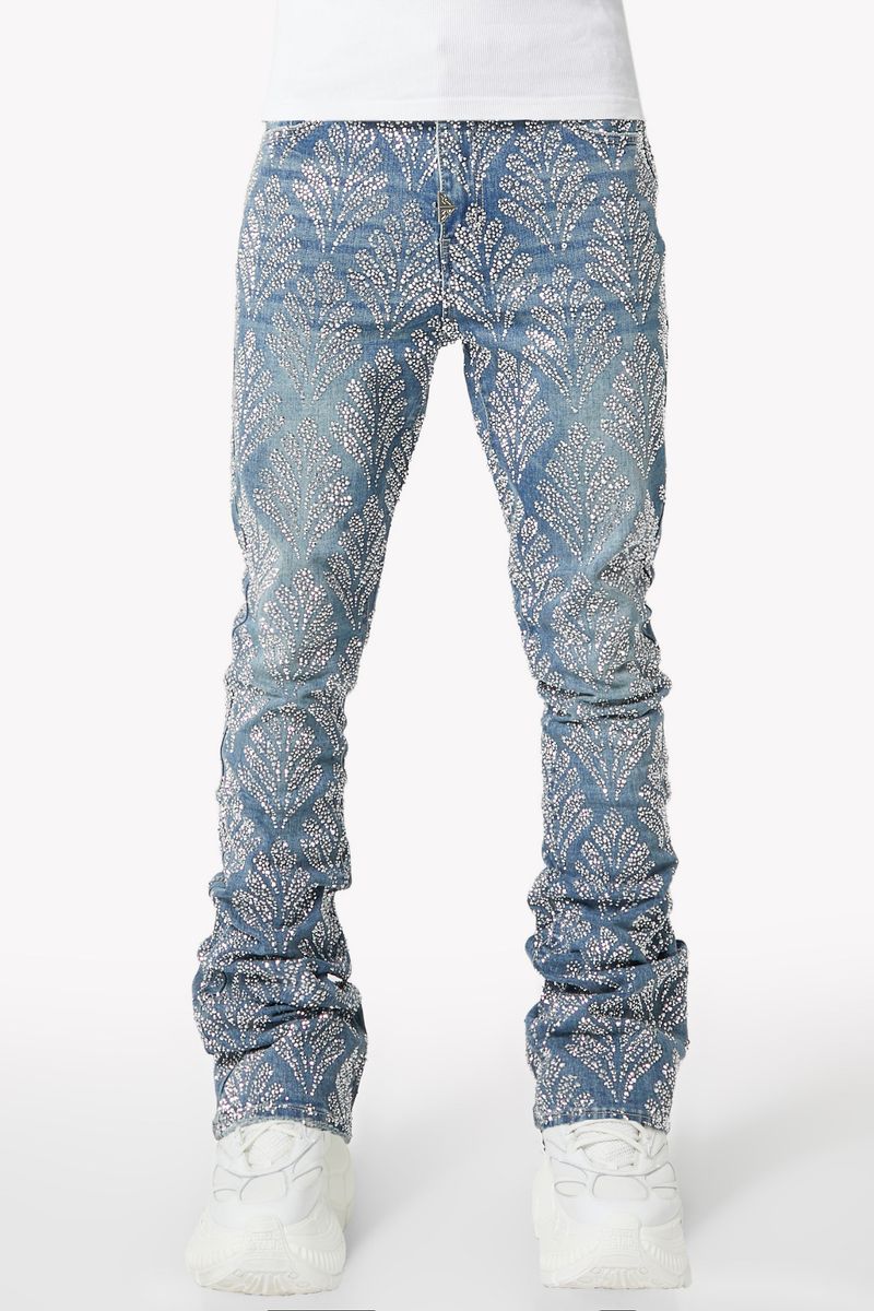 GUAPI Steel Blue Embellished stacked Denim V2 (Steel-Blue-Embellished-Denim-V2)