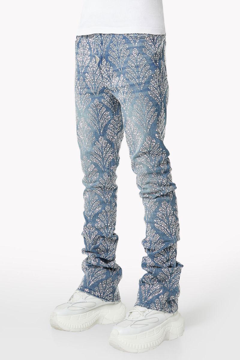GUAPI Steel Blue Embellished stacked Denim V2 (Steel-Blue-Embellished-Denim-V2)