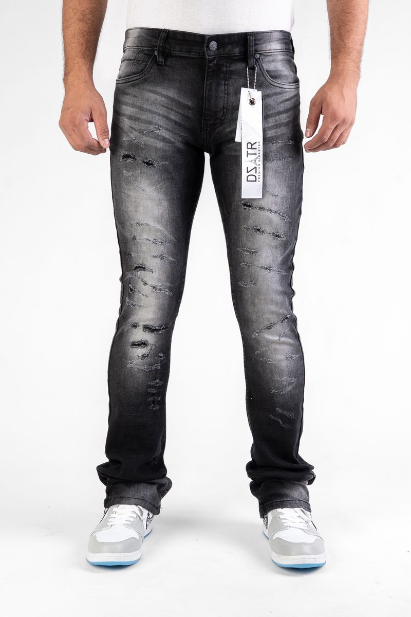 DISASTER  SUPER STRETCH DENIM - WASHED BLACK STACKED (DZTR-494 WASHED BLACK)