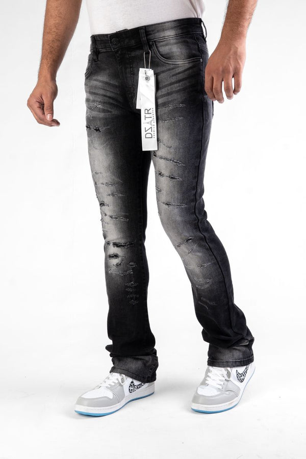 DISASTER  SUPER STRETCH DENIM - WASHED BLACK STACKED (DZTR-494 WASHED BLACK)