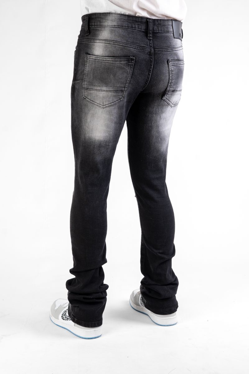 DISASTER  SUPER STRETCH DENIM - WASHED BLACK STACKED (DZTR-494 WASHED BLACK)