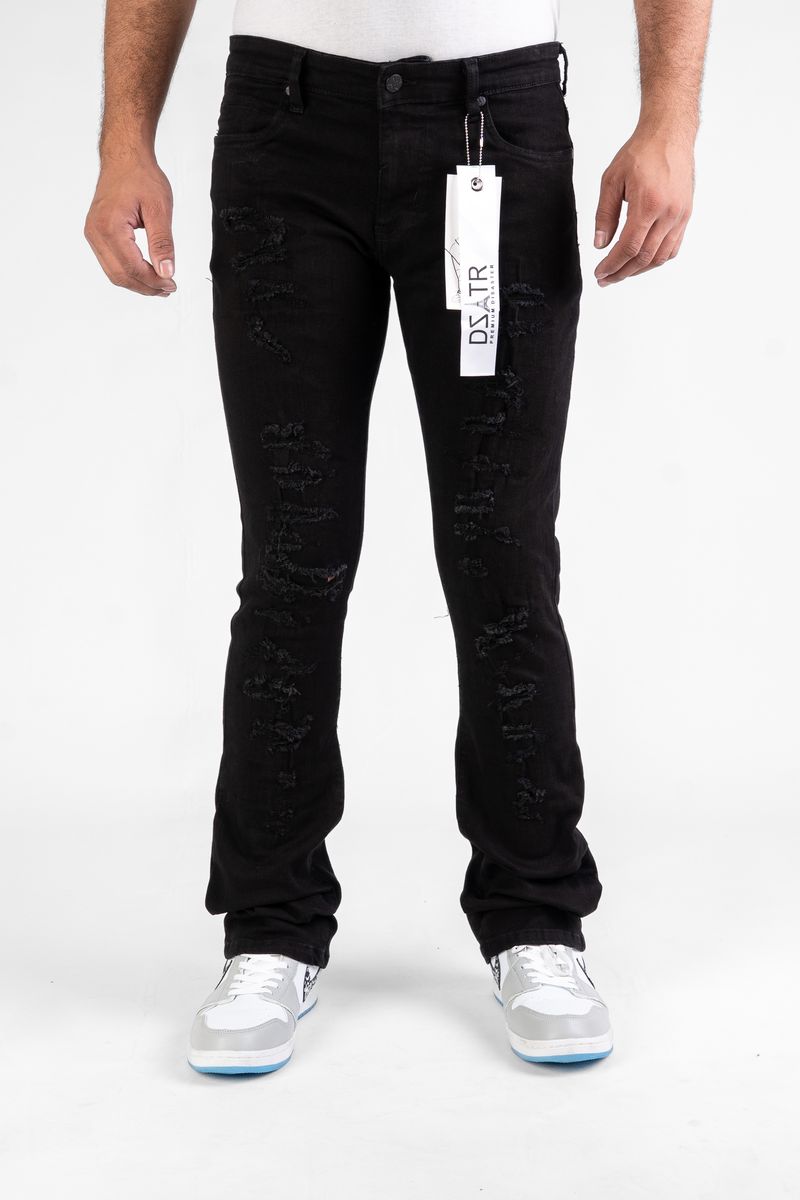 DISASTER  SUPER STRETCH DENIM - JET BLACK STACKED (DZTR-494 JET BLACK)