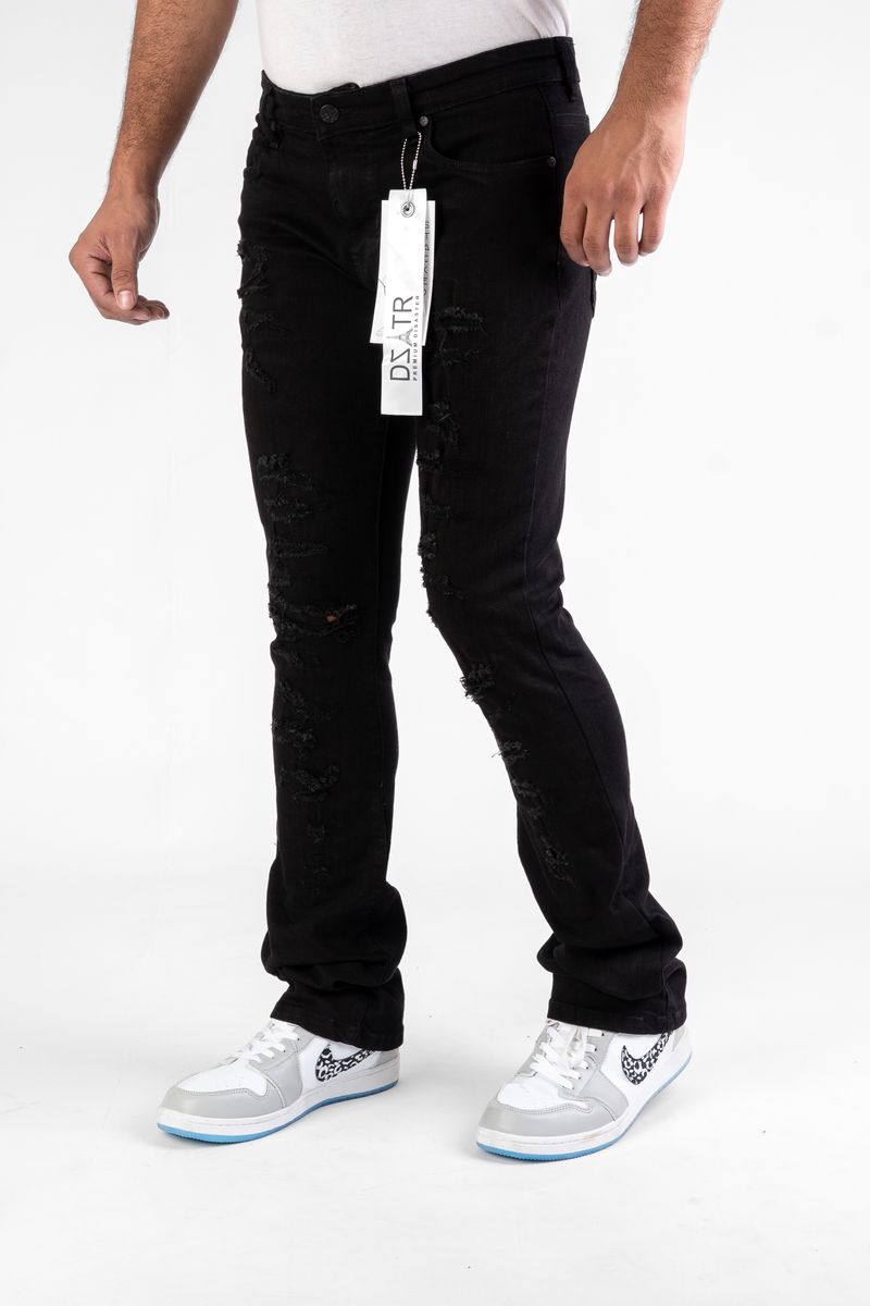 DISASTER  SUPER STRETCH DENIM - JET BLACK STACKED (DZTR-494 JET BLACK)