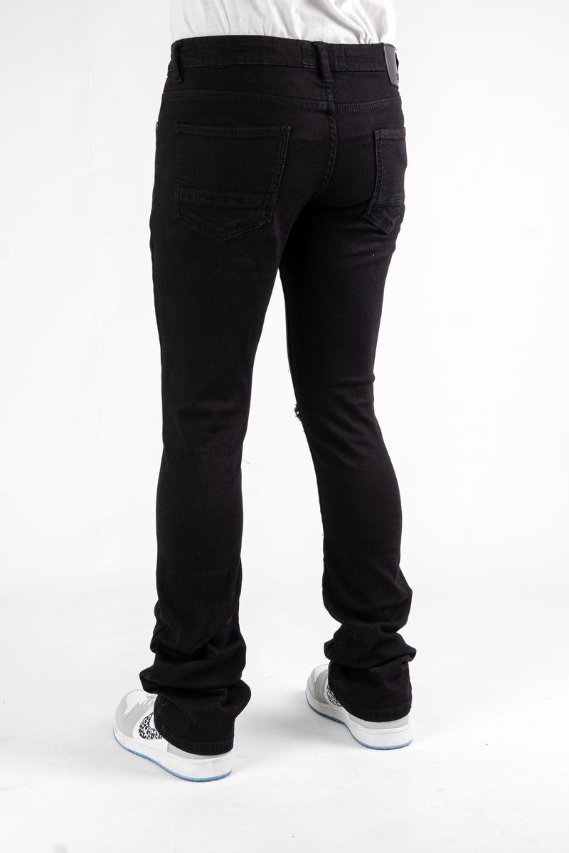 DISASTER  SUPER STRETCH DENIM - JET BLACK STACKED (DZTR-494 JET BLACK)