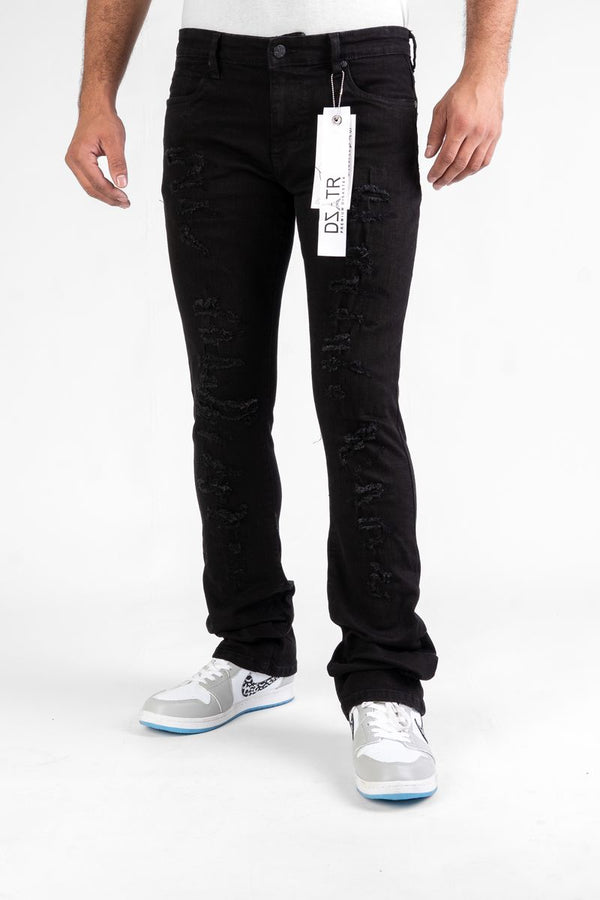 DISASTER  SUPER STRETCH DENIM - JET BLACK STACKED (DZTR-494 JET BLACK)