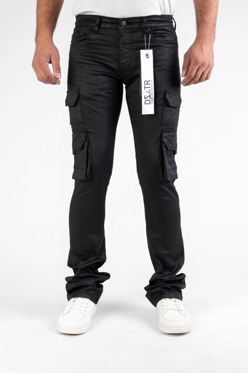 DISASTER SUPER STRETCH DENIM - BLACK WAX CARGO STACKED (DZTR-533 BLACK WAX)