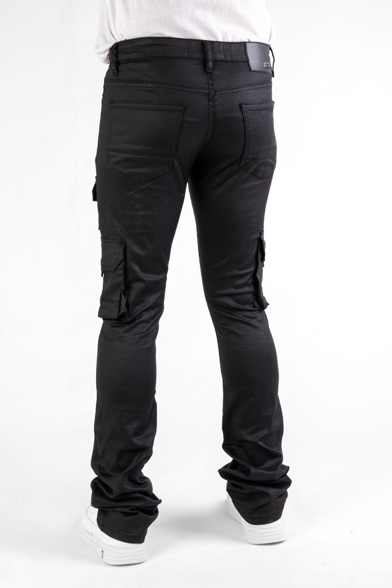 DISASTER SUPER STRETCH DENIM - BLACK WAX CARGO STACKED (DZTR-533 BLACK WAX)