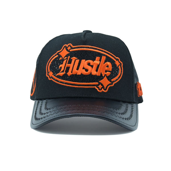 GOLD STAR HUSTLE BLACK AND ORANGE TRUCKER HAT