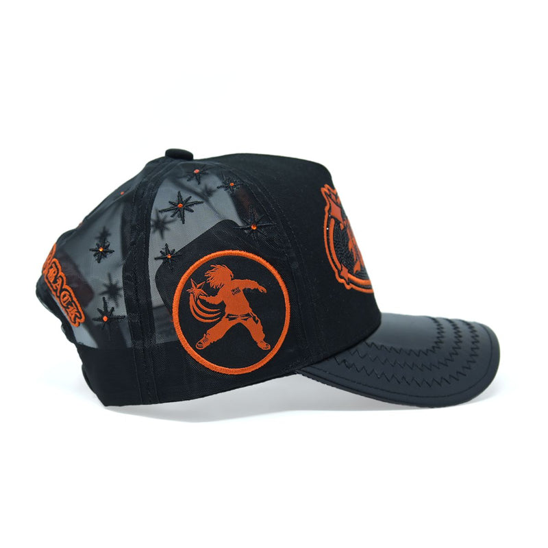 GOLD STAR HUSTLE BLACK AND ORANGE TRUCKER HAT