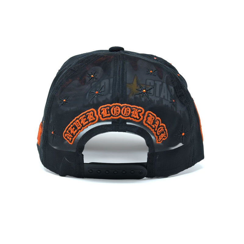 GOLD STAR HUSTLE BLACK AND ORANGE TRUCKER HAT
