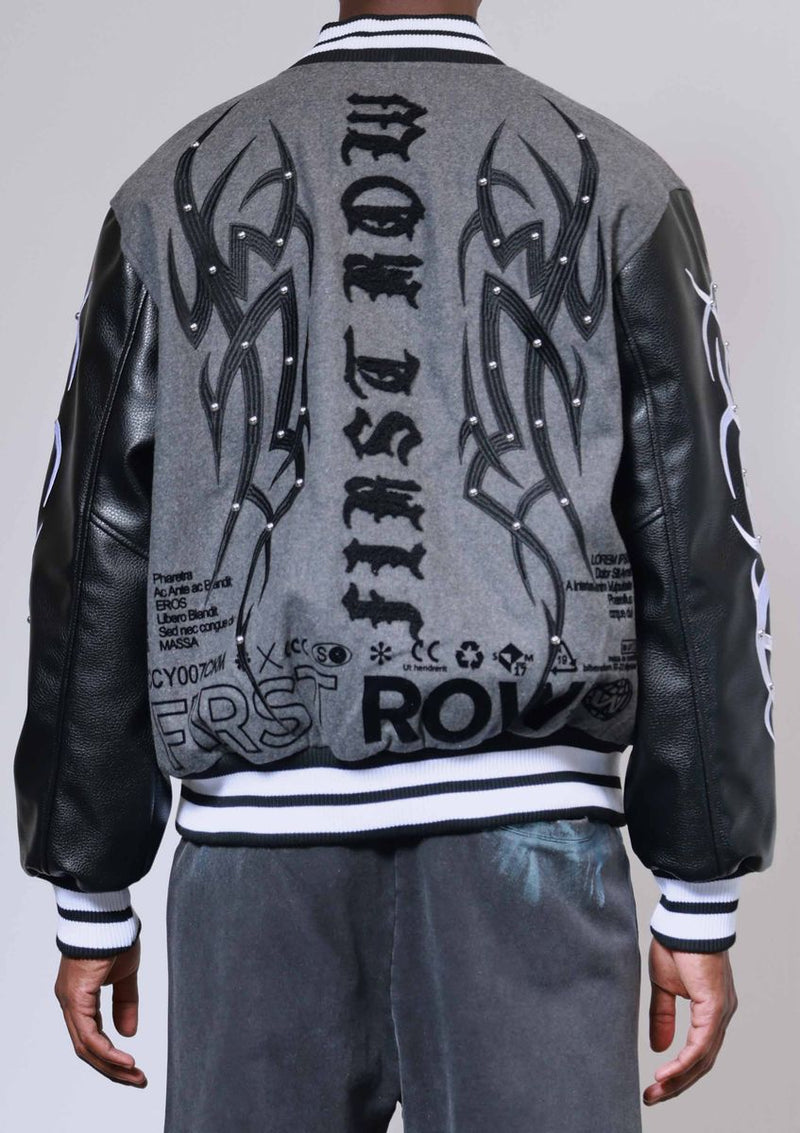 FIRST ROW Y2K TRIBAL VARSITY JACKET