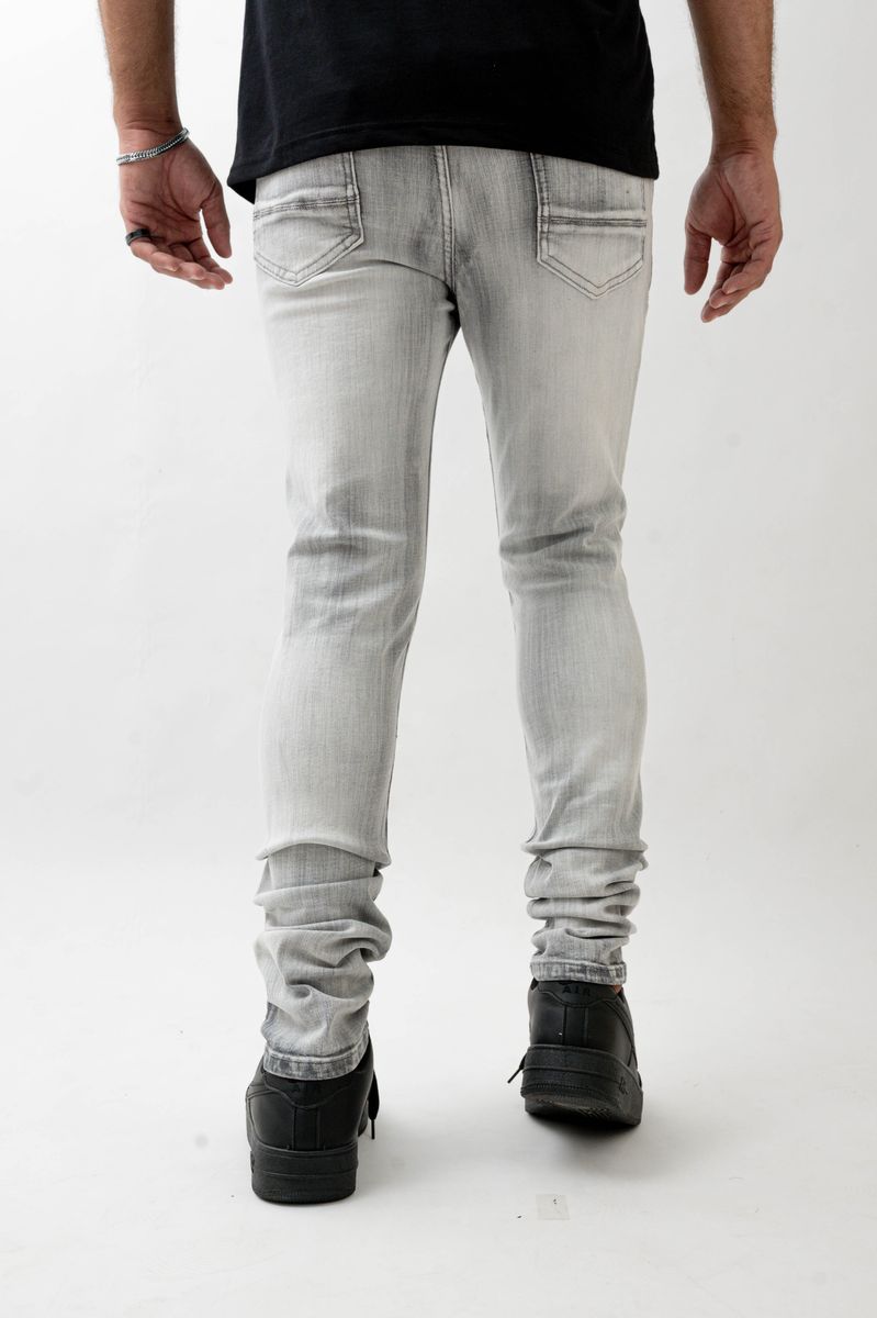 DISASTER SUPER STRETCH SKINNY DENIM - ICE GREY 3D RIPPED (DZTR-551 ICE GREY 3D RIPPED)